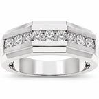 Men's 1/2 CTW Lab-Grown Diamond Accented Band – 689202 — 14K White Gold, front view
