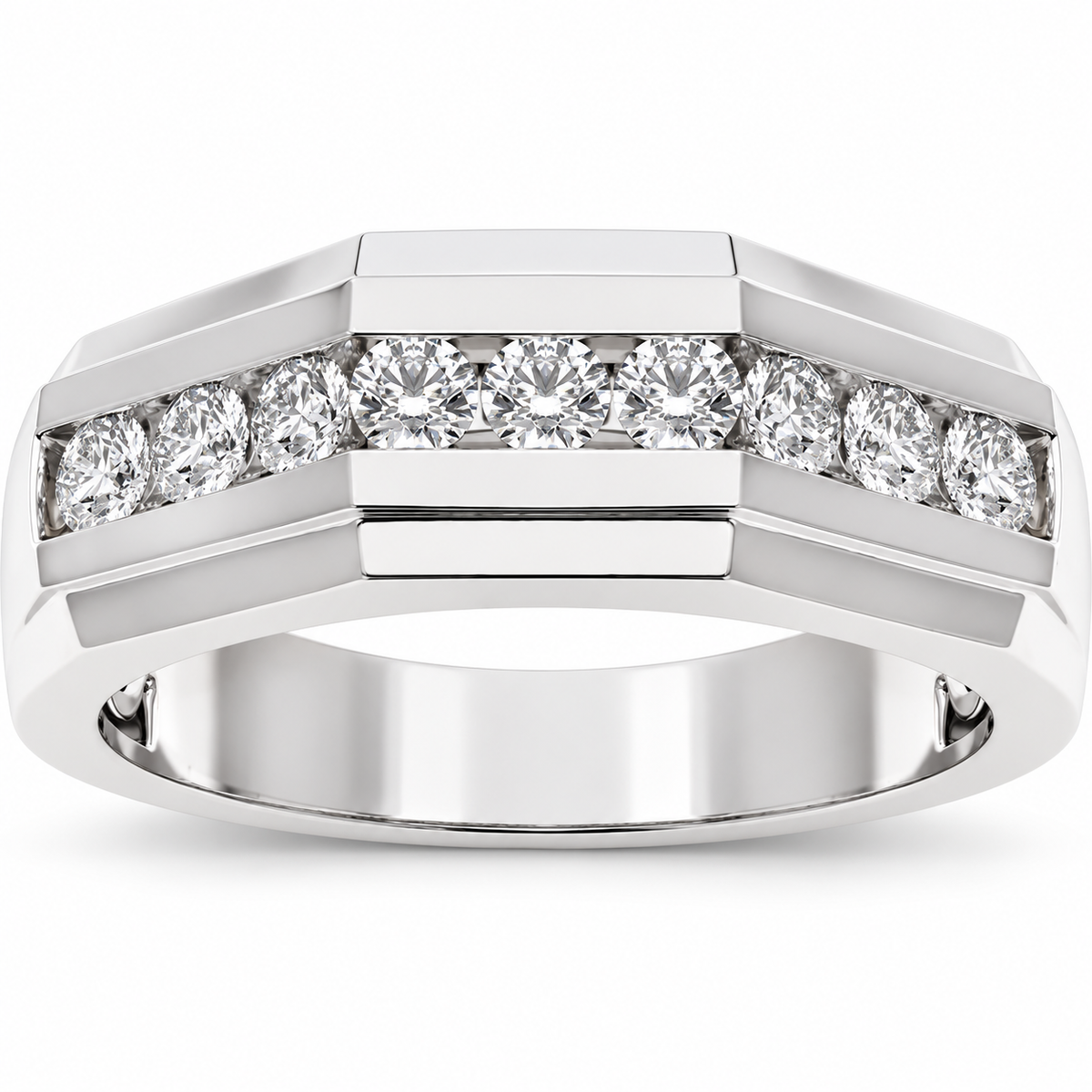 Men's 1/2 CTW Lab-Grown Diamond Accented Band – 689202 — 14K White Gold, front view