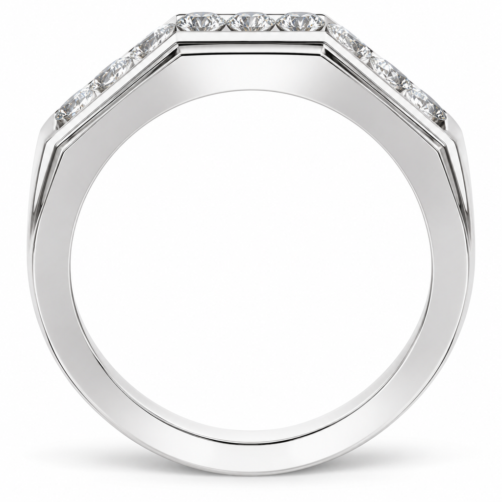 Men's 1/2 CTW Lab-Grown Diamond Accented Band – 689202 — 14K White Gold, profile view