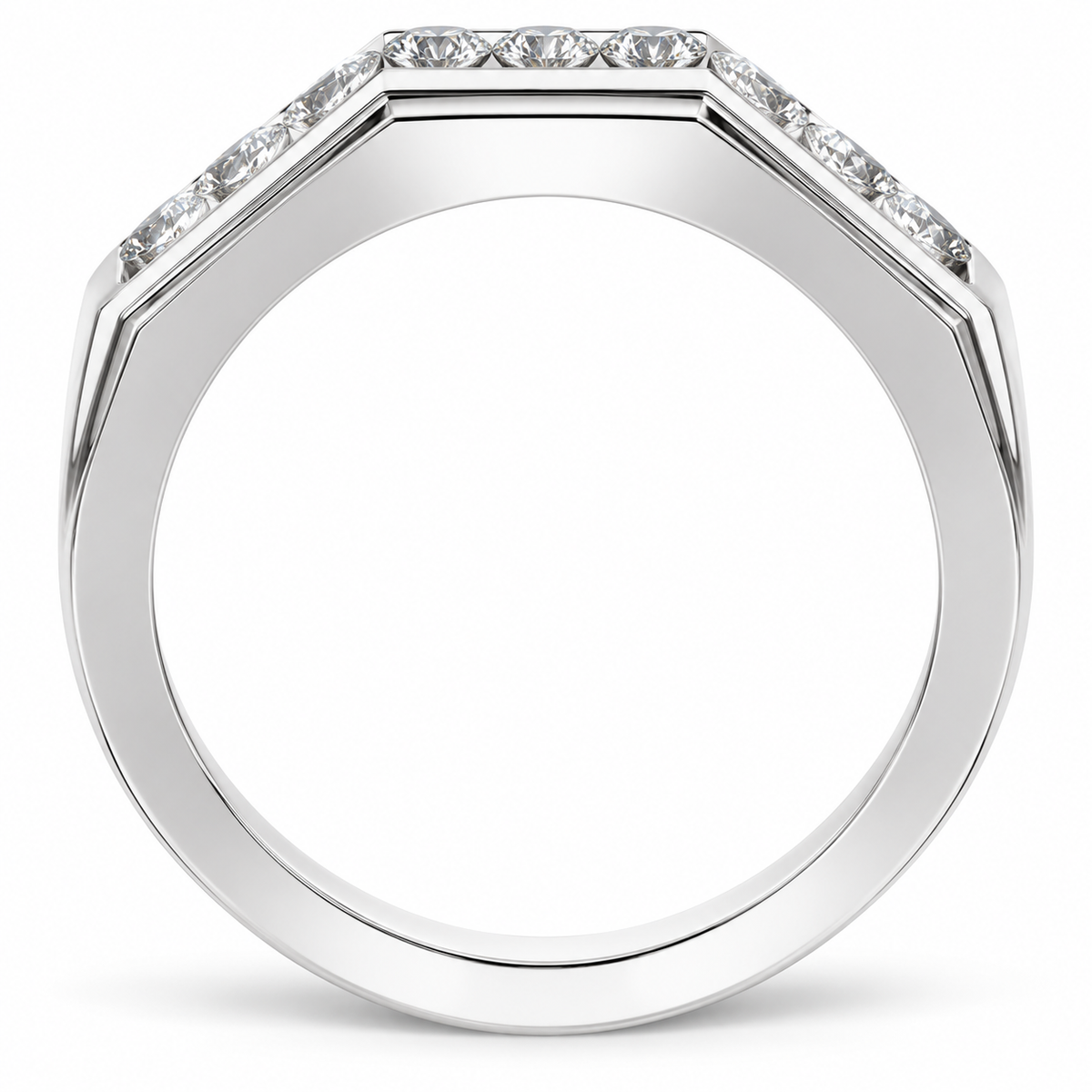 Men's 1/2 CTW Lab-Grown Diamond Accented Band – 689202 — 14K White Gold, profile view