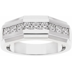 Men's 1/2 CTW Lab-Grown Diamond Accented Band – 689202 — 14K White Gold, side view