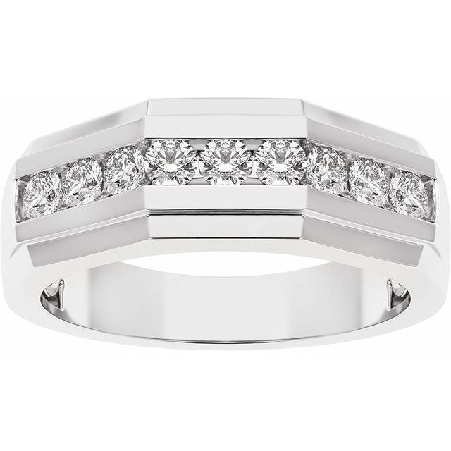 Men's 1/2 CTW Lab-Grown Diamond Accented Band – 689202 — 14K White Gold, side view