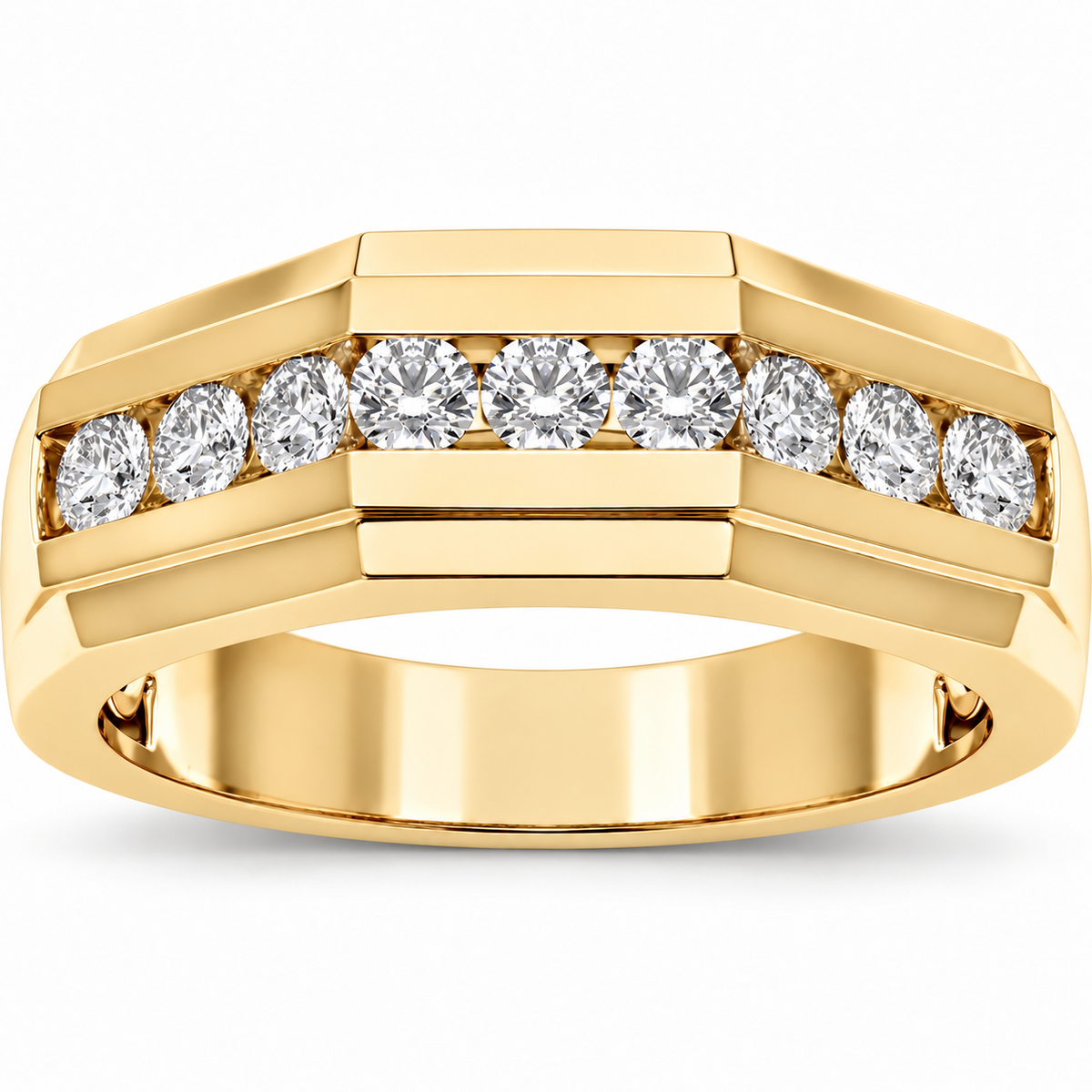 Men's 1/2 CTW Lab-Grown Diamond Accented Band – 689202 — 14K Yellow Gold, front view
