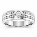 Men's 1/2 CTW Lab-Grown Diamond Accented Band – 126832 — 14K White Gold, front view