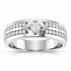 Men's 1/2 CTW Lab-Grown Diamond Accented Band – 126832 — 14K White Gold, front view
