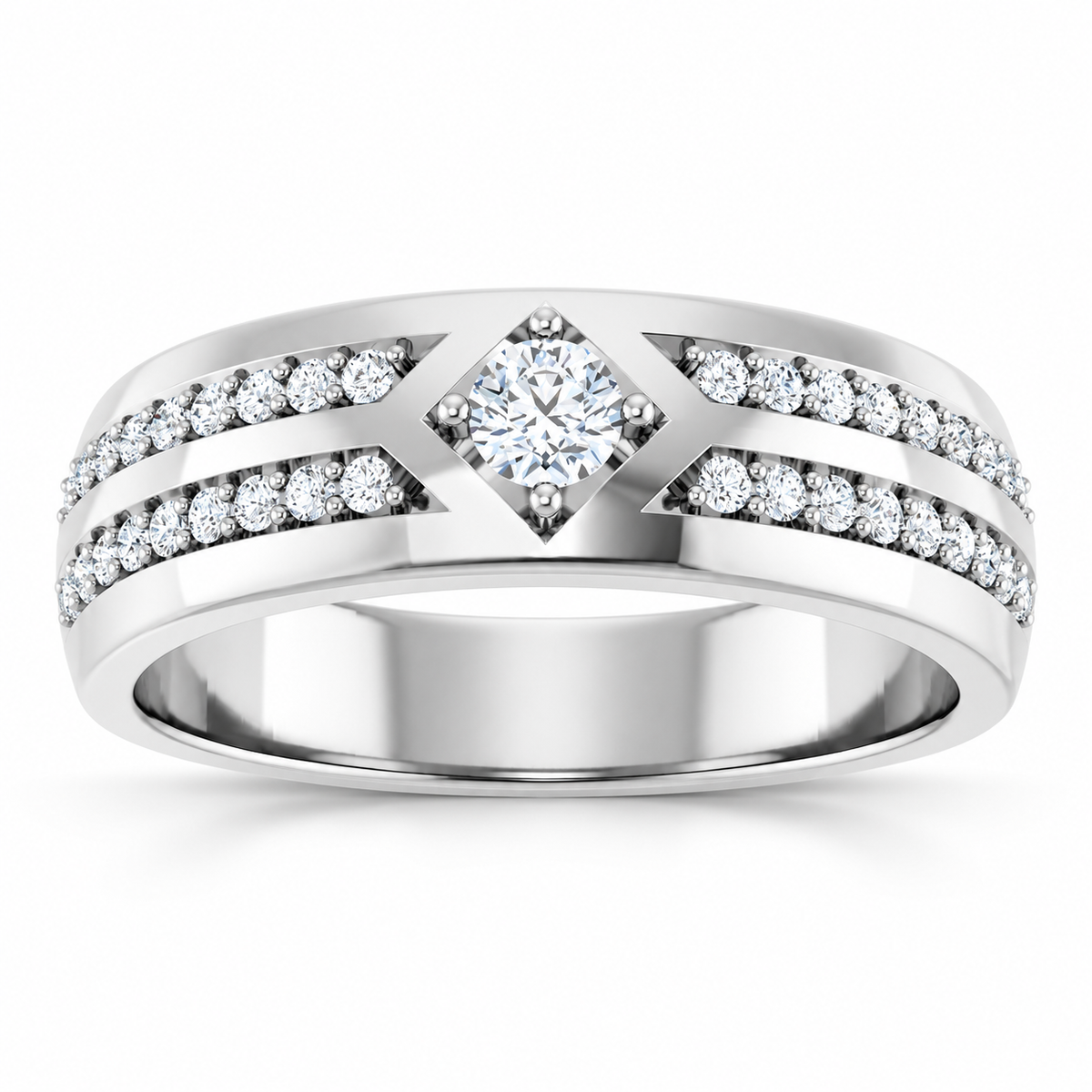 Men's 1/2 CTW Lab-Grown Diamond Accented Band – 126832 — 14K White Gold, front view
