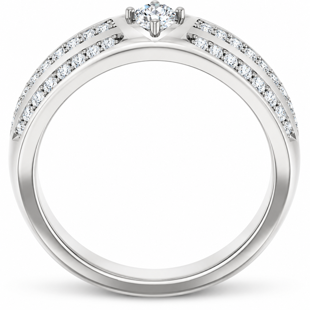 Men's 1/2 CTW Lab-Grown Diamond Accented Band – 126832 — 14K White Gold, profile view
