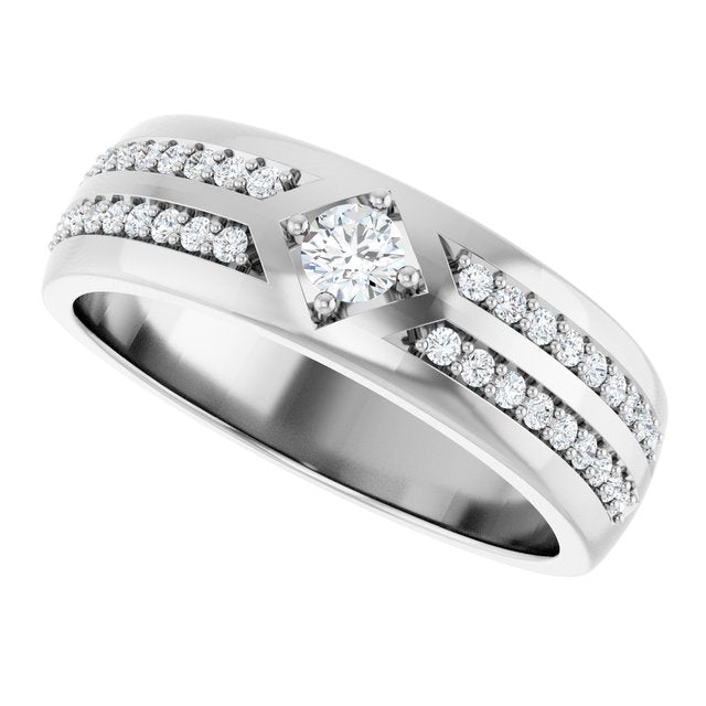 Men's 1/2 CTW Lab-Grown Diamond Accented Band – 126832 — 14K White Gold, side view