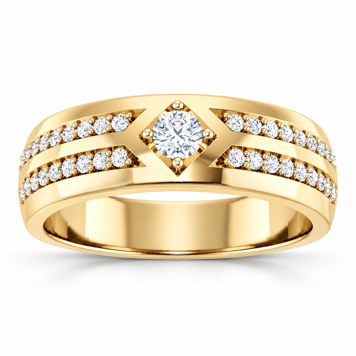 Men's 1/2 CTW Lab-Grown Diamond Accented Band – 126832 — 14K Yellow Gold, front view