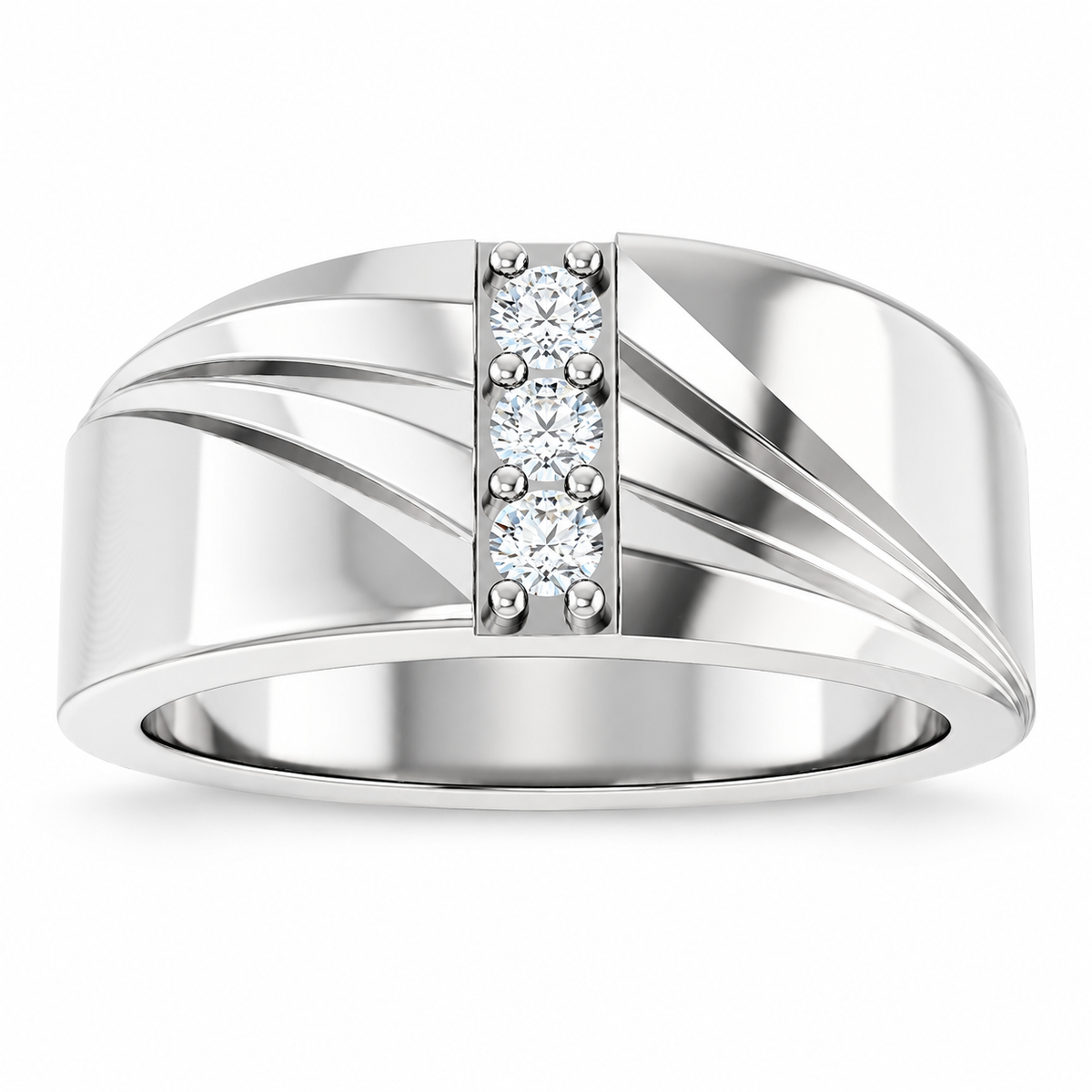 Men's 1/5 CTW Lab-Grown Diamond Accented Band – 126794 — 14K White Gold, front view