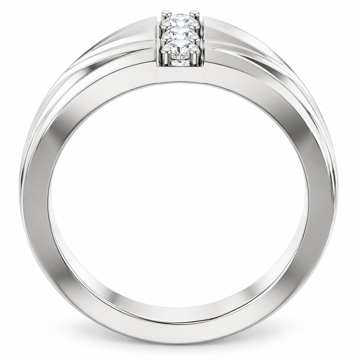 Men's 1/5 CTW Lab-Grown Diamond Accented Band – 126794 — 14K White Gold, profile view