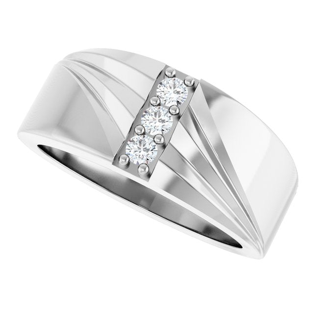 Men's 1/5 CTW Lab-Grown Diamond Accented Band – 126794 — 14K White Gold, side view