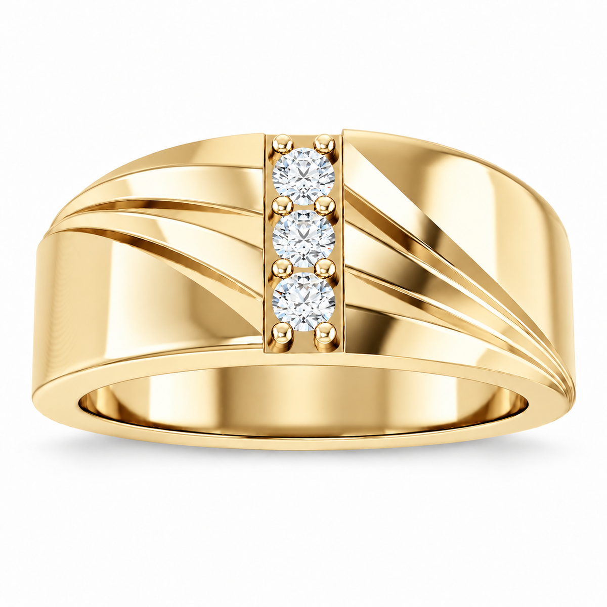 Men's 1/5 CTW Lab-Grown Diamond Accented Band – 126794 — 14K Yellow Gold, front view