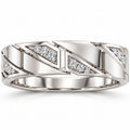 Men's 1/4 CTW Lab-Grown Diamond Patterned Eternity Band — 14K White Gold, refined front view