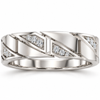 Men's 1/4 CTW Lab-Grown Diamond Patterned Eternity Band — 14K White Gold, refined front view
