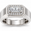 Men's 1 3/4 CTW Lab-Grown Diamond Halo-Style Band — 14K White Gold, refined front view
