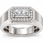 Men's 1 3/4 CTW Lab-Grown Diamond Halo-Style Band — 14K White Gold, refined front view