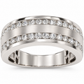 Men's 3/4 CTW Lab-Grown Diamond Accented Tapered Band — 14K White Gold, refined front view