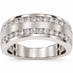 Men's 3/4 CTW Lab-Grown Diamond Accented Tapered Band — 14K White Gold, refined front view