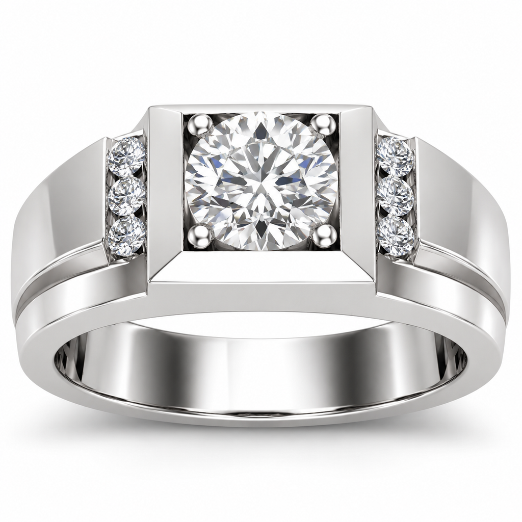 Men's 1 3/4 CTW Lab-Grown Diamond Accented Band – 689072 — 14K White Gold, front view