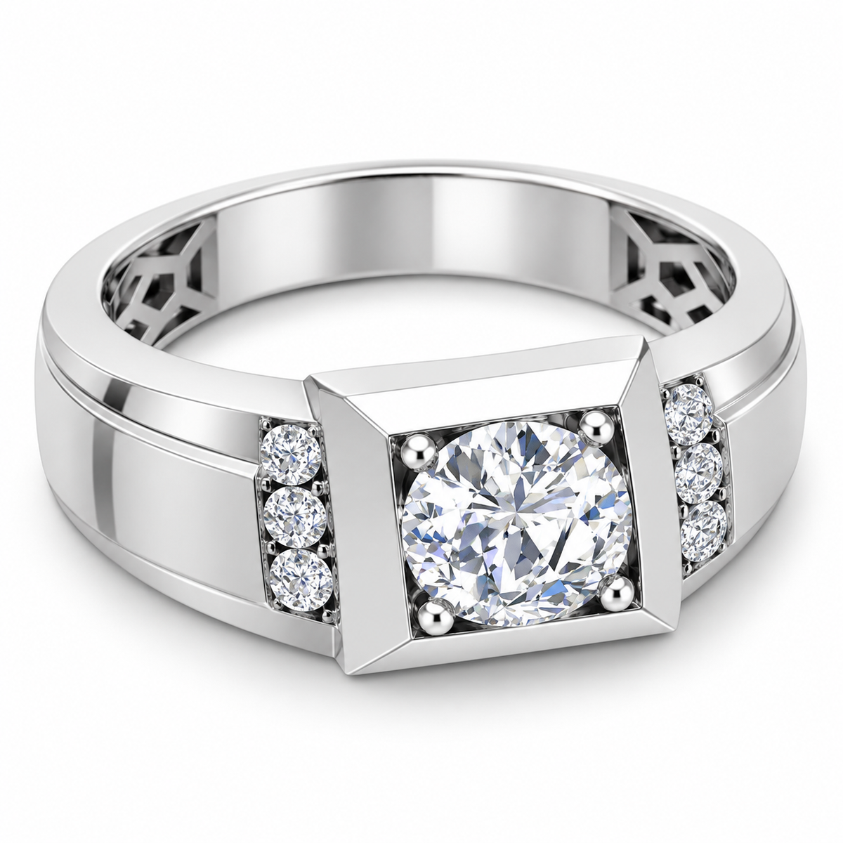 Men's 1 3/4 CTW Lab-Grown Diamond Accented Band – 689072 — 14K White Gold, side view