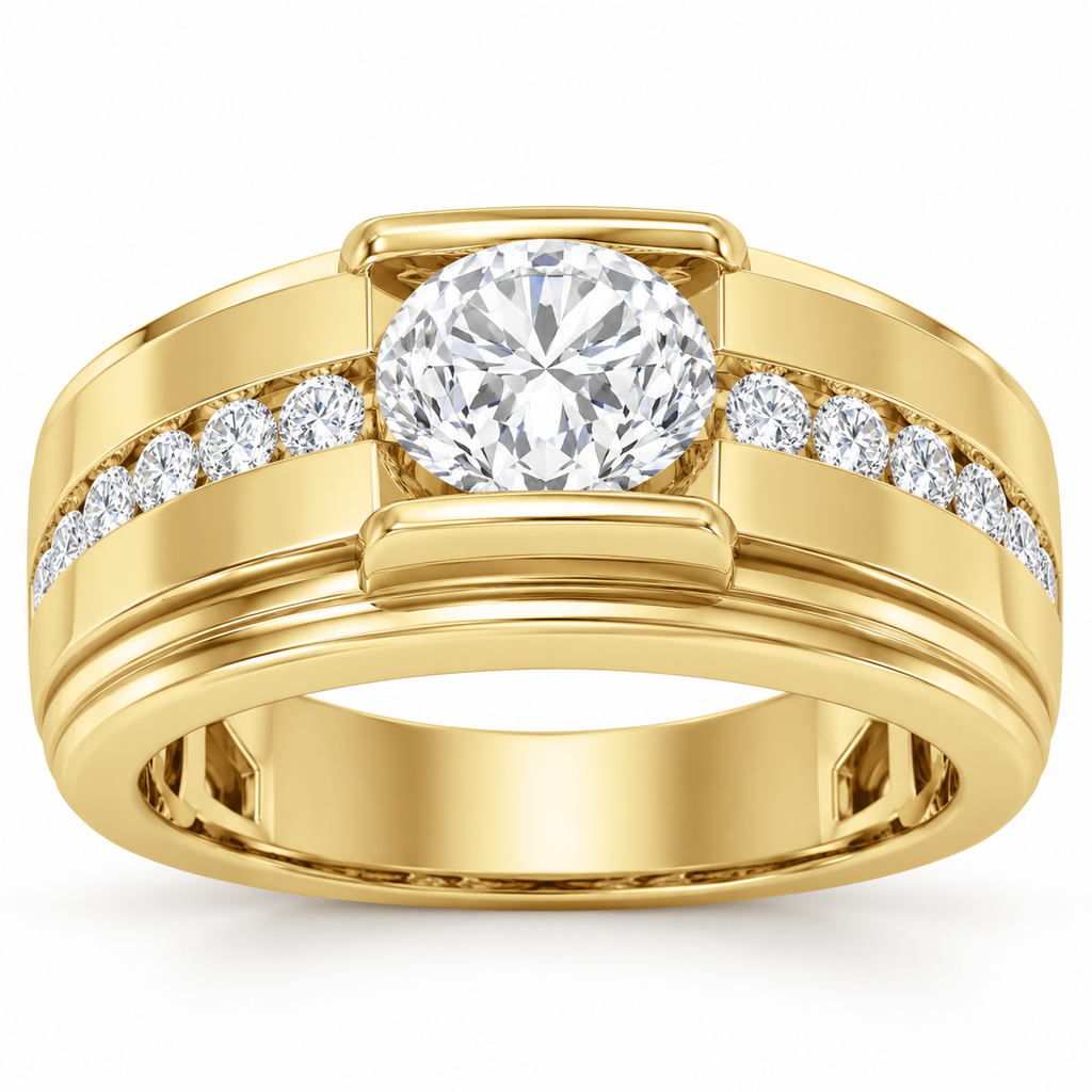 Men's 2 CTW Lab-Grown Diamond Accented Band – 689070 — 14K Yellow Gold, front view