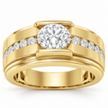 Men's 2 CTW Lab-Grown Diamond Accented Band – 689070 — 14K Yellow Gold, front view