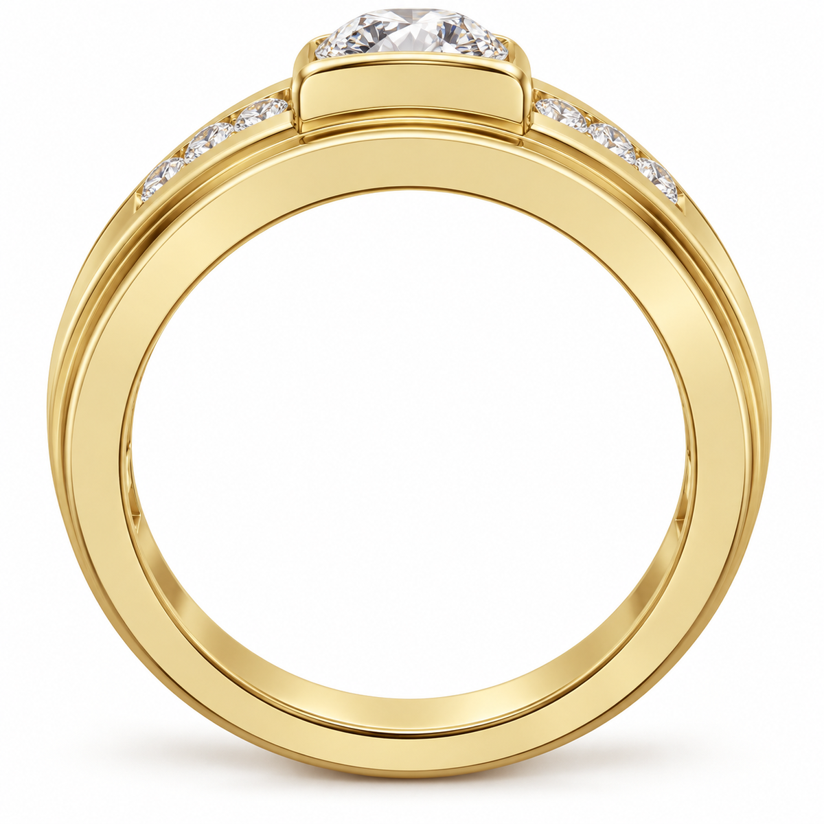 Men's 2 CTW Lab-Grown Diamond Accented Band – 689070 — 14K Yellow Gold, profile view