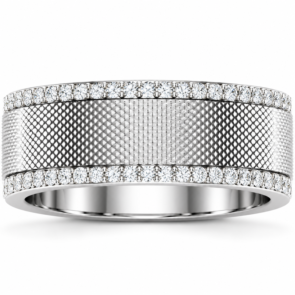 Men's 1/2 CTW Lab-Grown Diamond Accented Band – 689040 — 14K White Gold, front view