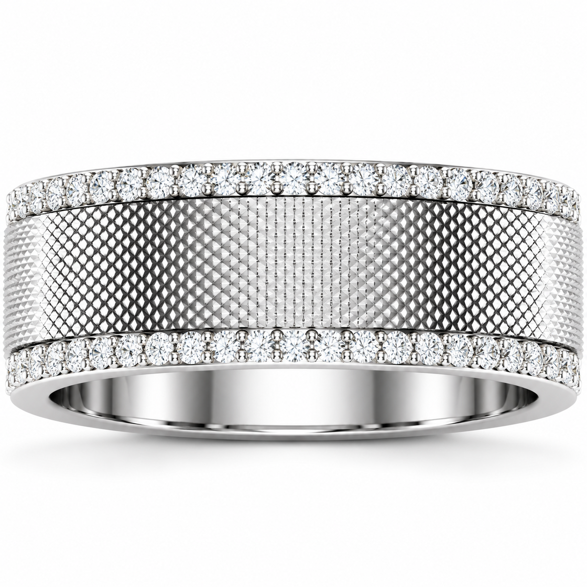 Men's 1/2 CTW Lab-Grown Diamond Accented Band – 689040 — 14K White Gold, front view