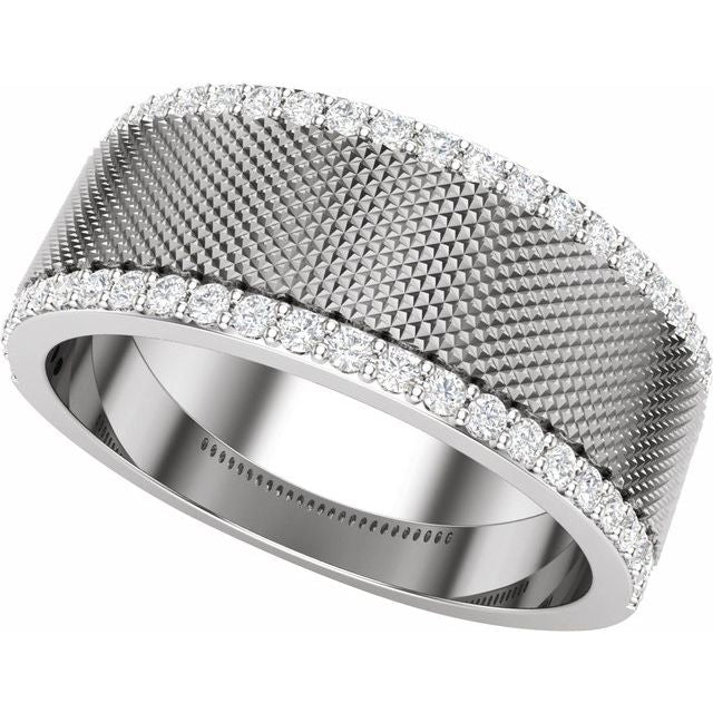 Men's 1/2 CTW Lab-Grown Diamond Accented Band – 689040 — 14K White Gold, side view