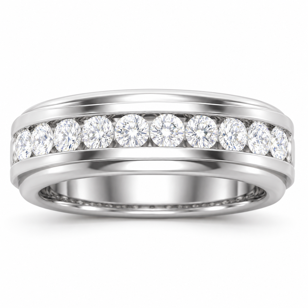 Men's 1/2 CTW Lab-Grown Diamond Accented Band – 688965 — 14K White Gold, front view