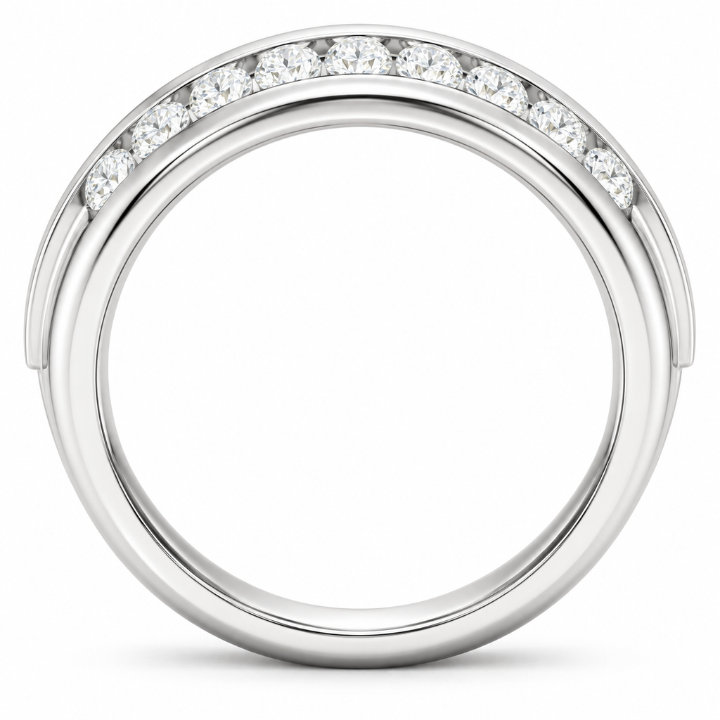 Men's 1/2 CTW Lab-Grown Diamond Accented Band – 688965 — 14K White Gold, profile view