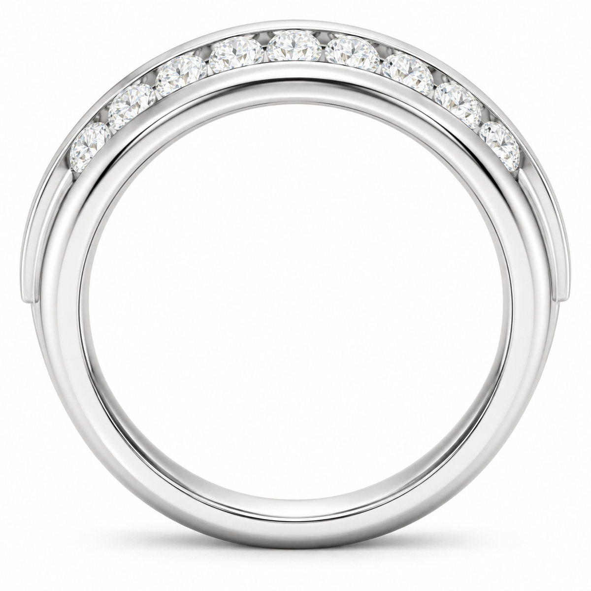 Men's 1/2 CTW Lab-Grown Diamond Accented Band – 688965 — 14K White Gold, profile view