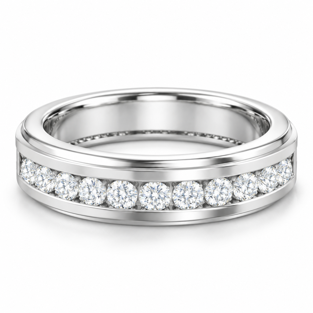 Men's 1/2 CTW Lab-Grown Diamond Accented Band – 688965 — 14K White Gold, side view