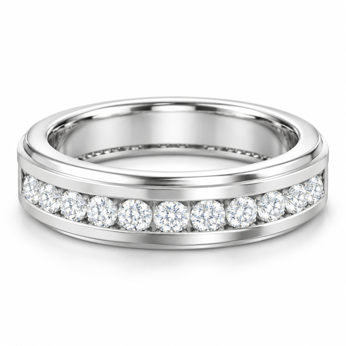 Men's 1/2 CTW Lab-Grown Diamond Accented Band – 688965 — 14K White Gold, side view