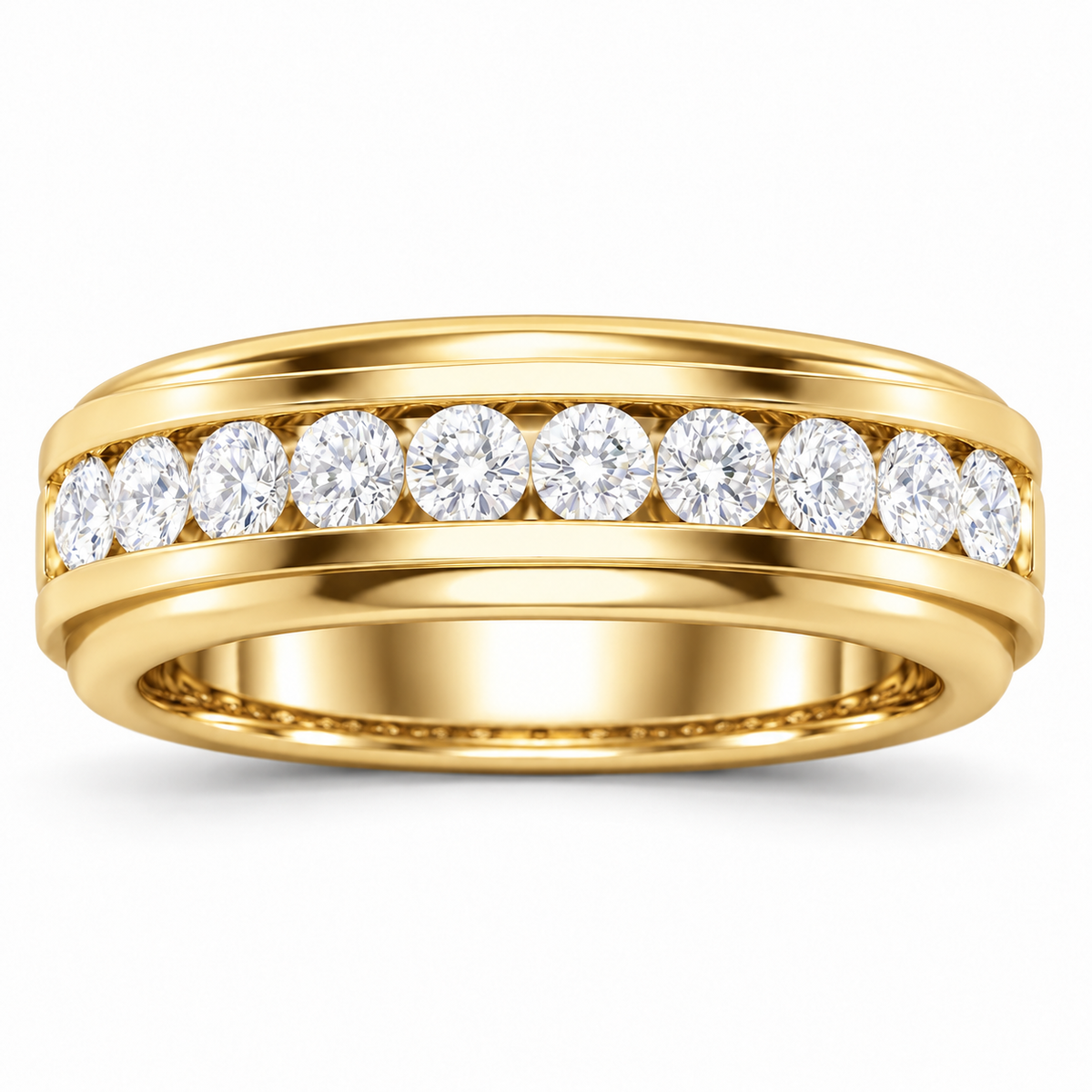 Men's 1/2 CTW Lab-Grown Diamond Accented Band – 688965 — 14K Yellow Gold, front view