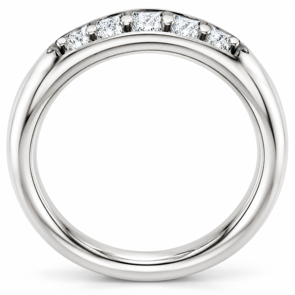Men's 1/2 CTW Lab-Grown Diamond Five-Stone Band — 14K White Gold, profile view