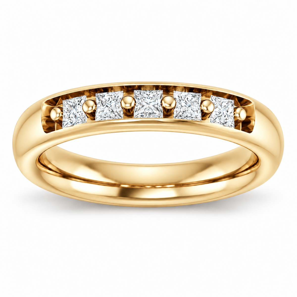 Men's 1/2 CTW Lab-Grown Diamond Five-Stone Band — 14K Yellow Gold, front view