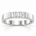 Men's 1/5 CTW Lab-Grown Diamond Three-Stone Band — 14K White Gold, front view