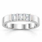 Men's 1/5 CTW Lab-Grown Diamond Three-Stone Band — 14K White Gold, front view