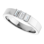 Men's 1/5 CTW Lab-Grown Diamond Three-Stone Band — 14K White Gold, side view