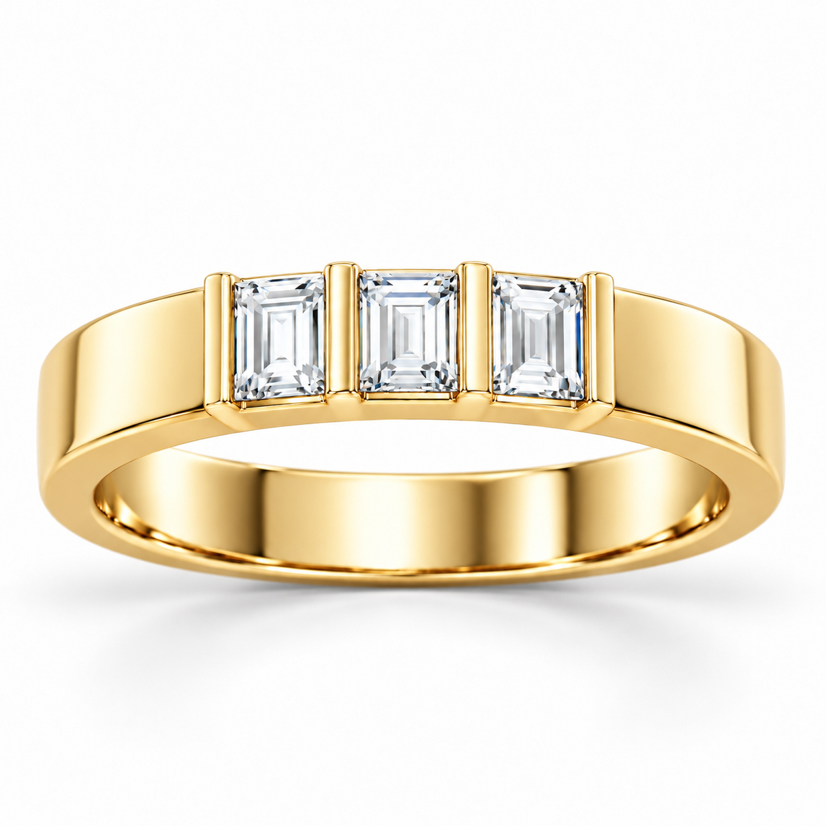 Men's 1/5 CTW Lab-Grown Diamond Three-Stone Band — 14K Yellow Gold, front view