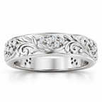 Men's 1/2 CTW Lab-Grown Diamond Accented Floral Band — 14K White Gold, front view