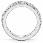 Men's 1/2 CTW Lab-Grown Diamond Accented Floral Band — 14K White Gold, profile view