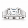 Men's 1 CTW Lab-Grown Diamond Beveled-Edge Solitaire Band — 14K White Gold, front view