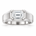 Men's 1 CTW Lab-Grown Diamond Beveled-Edge Solitaire Band — 14K White Gold, front view