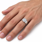 Men's 1 CTW Lab-Grown Diamond Beveled-Edge Solitaire Band — 14K White Gold, on-hand photo