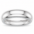 Men's 5/8 CTW Lab-Grown Diamond Accented Half Round Band — 14K White Gold, front view