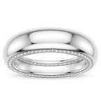 Men's 5/8 CTW Lab-Grown Diamond Accented Half Round Band — 14K White Gold, front view